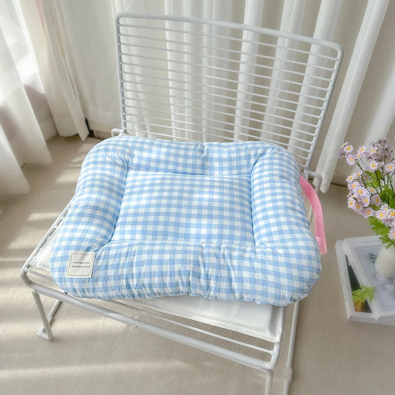 Cute Plaid Dog Cat Cushion  Chic Pet Mat Soft Reversible Washable Pad for Bed, Sofa Non-Slip Comfort Mat for Puppy Kitten Small