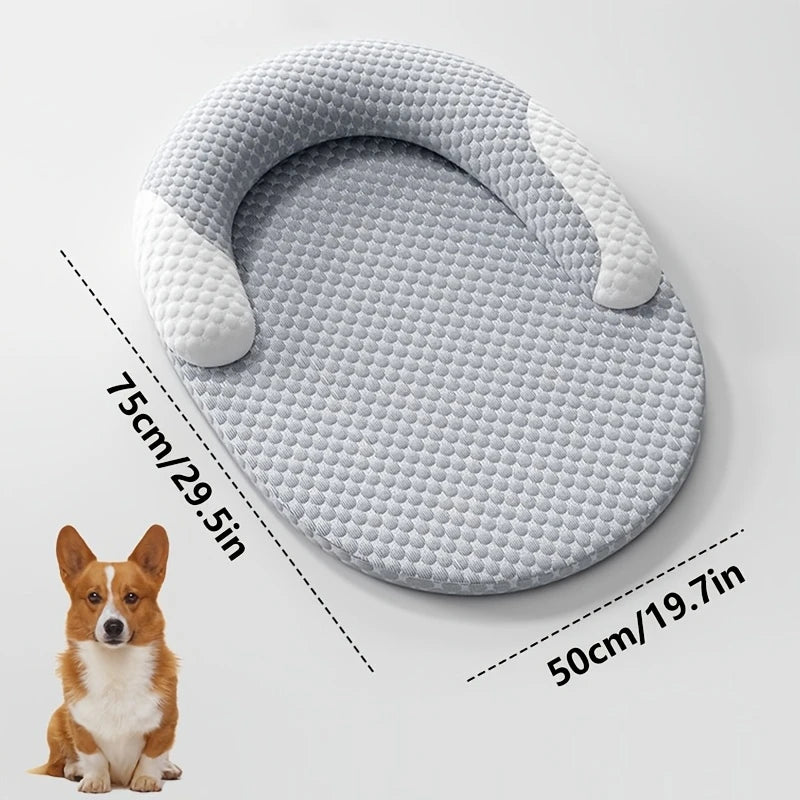 Summer Ice Silk Cooling Dog Bed Oval Breathable Heat Dissipation Cat Mat Pet Nest Cooling Pad for Small Medium Large Dogs Cats