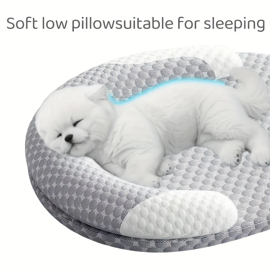 Summer Ice Silk Cooling Dog Bed Oval Breathable Heat Dissipation Cat Mat Pet Nest Cooling Pad for Small Medium Large Dogs Cats