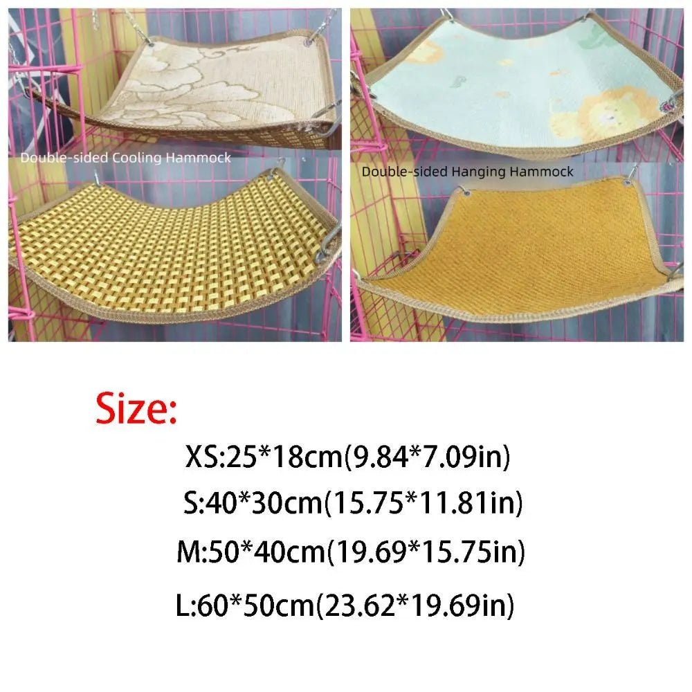 Double-sided Cat Hammock Bed Breathable Wear Resistant Cat Hanging Sleeping Bed with Hanging Hook Cartoon Pet Cage Hammock