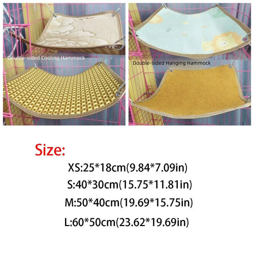 Double-Sided Cat Hammock Bed – Breathable Hanging Cat Bed for Pet Cages with Hanging Hooks