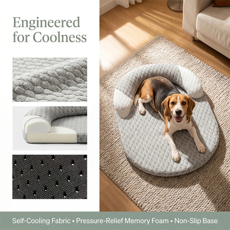 Summer Ice Silk Cooling Dog Bed Oval Breathable Heat Dissipation Cat Mat Pet Nest Cooling Pad for Small Medium Large Dogs Cats