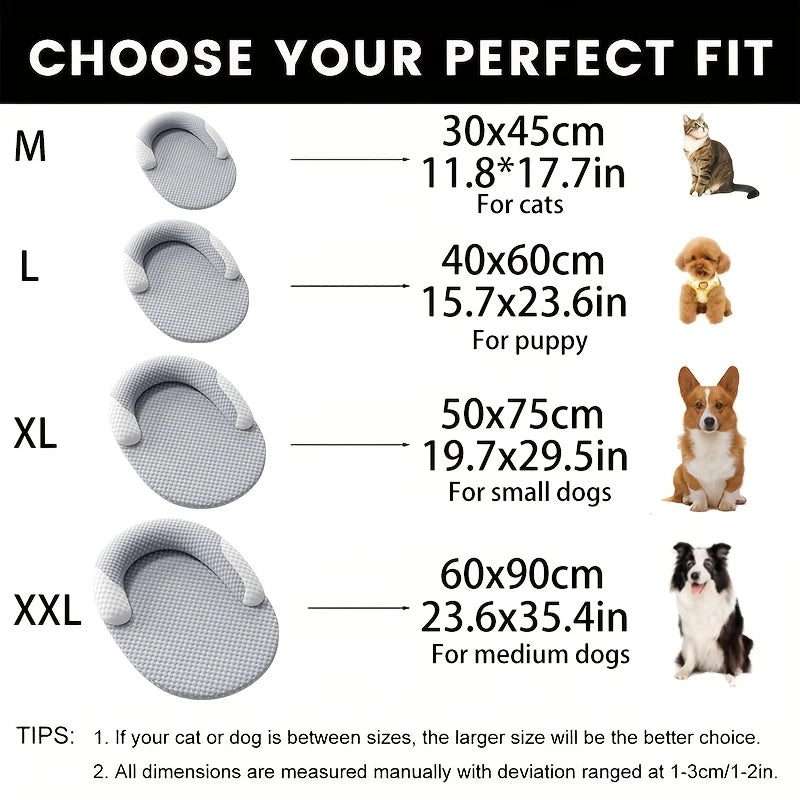 Summer Ice Silk Cooling Dog Bed Oval Breathable Heat Dissipation Cat Mat Pet Nest Cooling Pad for Small Medium Large Dogs Cats