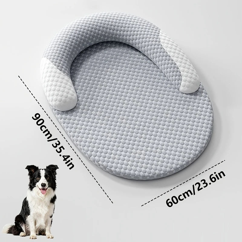 Summer Ice Silk Cooling Dog Bed Oval Breathable Heat Dissipation Cat Mat Pet Nest Cooling Pad for Small Medium Large Dogs Cats