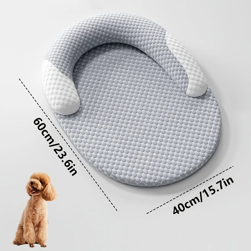 Summer Ice Silk Cooling Dog Bed Oval Breathable Heat Dissipation Cat Mat Pet Nest Cooling Pad for Small Medium Large Dogs Cats